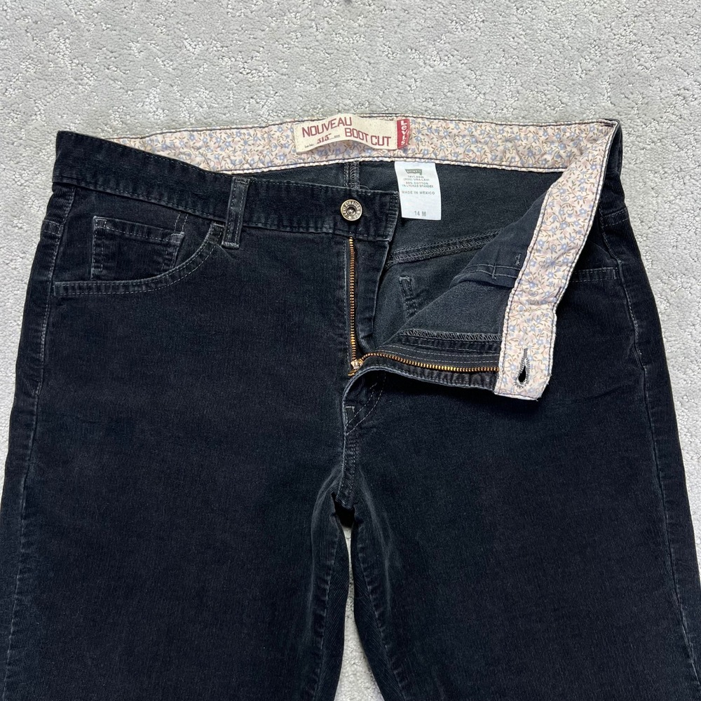 VINTAGE Y2K Levis 515 Nouveau Bootcut Corduroy Pants Womens‎ 14M Black Stretch
